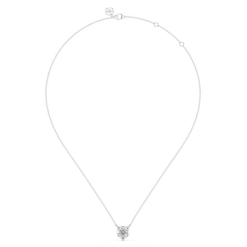Three Prong Lab Grown Diamond Solitaire Pendant — 14K White Gold / 1ctw