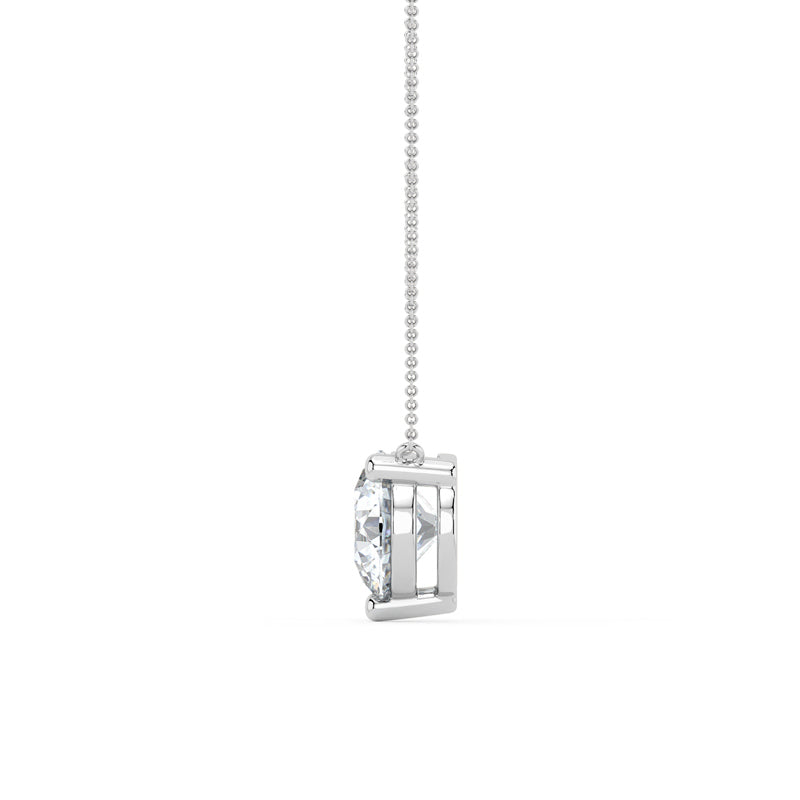 Three Prong Lab Grown Diamond Solitaire Pendant — 14K White Gold / 1-1/2ctw
