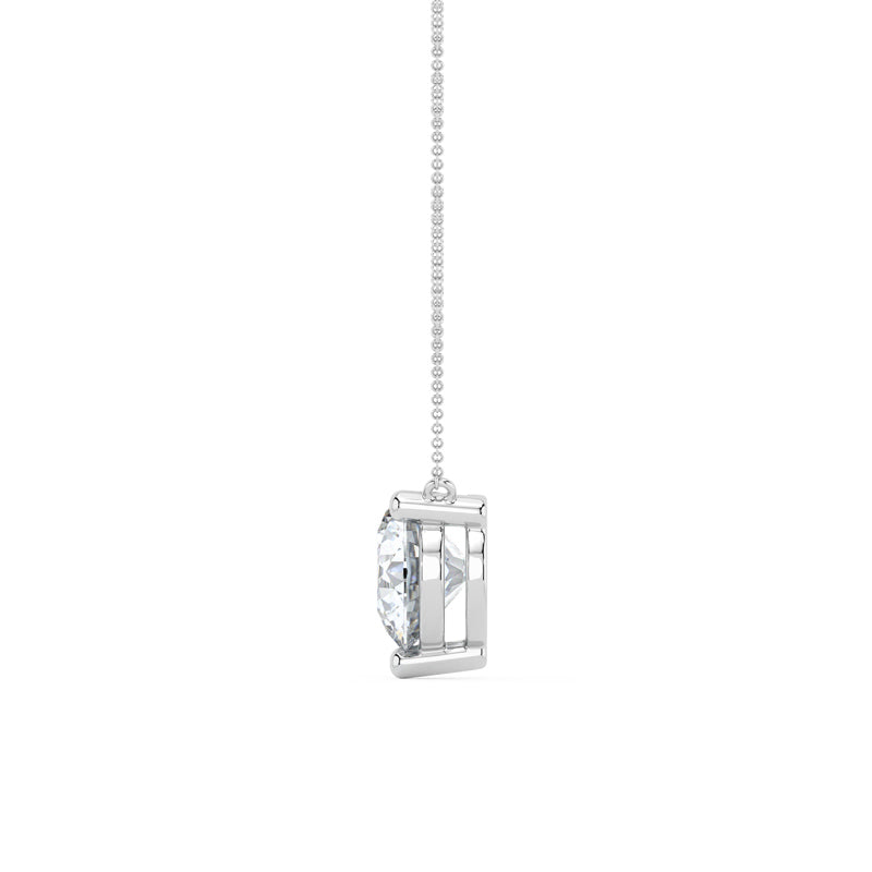 Three Prong Lab Grown Diamond Solitaire Pendant — 14K White Gold / 2ctw