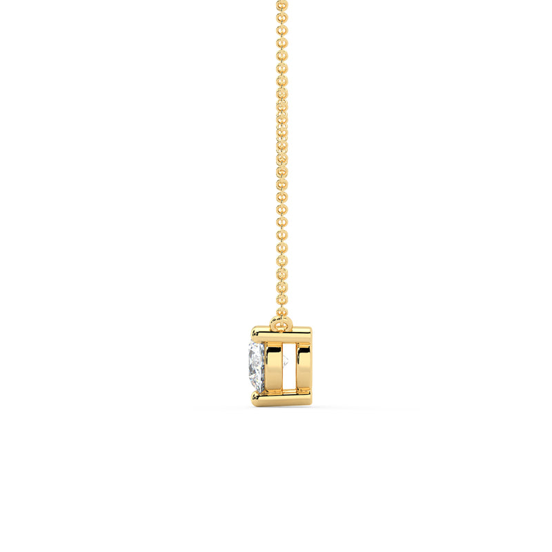 Three Prong Lab Grown Diamond Solitaire Pendant — 14K Yellow Gold / 1/7ctw