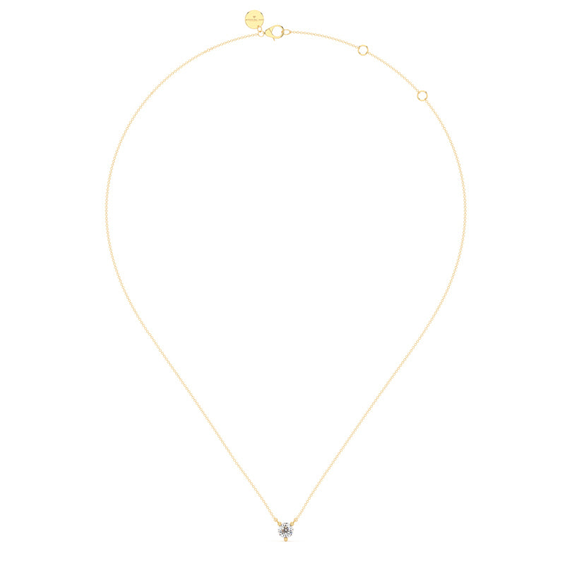 Three Prong Lab Grown Diamond Solitaire Pendant — 14K Yellow Gold / 1/7ctw