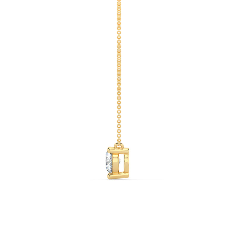 Three Prong Lab Grown Diamond Solitaire Pendant — 14K Yellow Gold / 1/5ctw