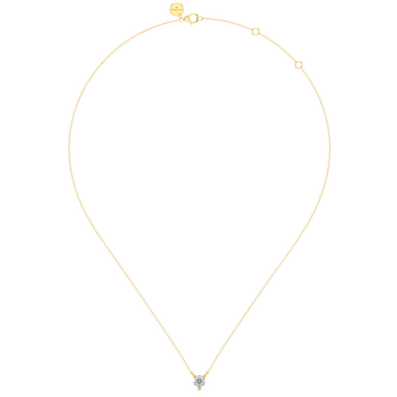 Three Prong Lab Grown Diamond Solitaire Pendant — 14K Yellow Gold / 1/5ctw