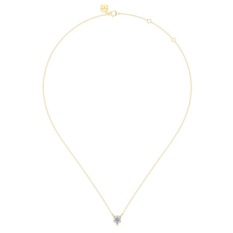 Three Prong Lab Grown Diamond Solitaire Pendant — 14K Yellow Gold / 1/3ctw