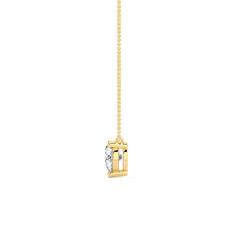 Three Prong Lab Grown Diamond Solitaire Pendant — 14K Yellow Gold / 1/2ctw