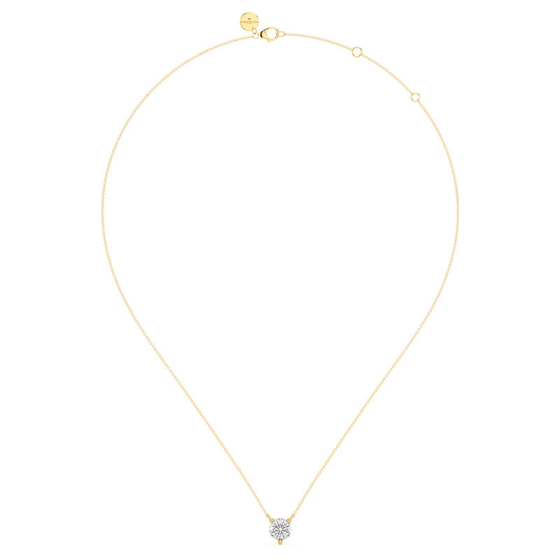 Three Prong Lab Grown Diamond Solitaire Pendant — 14K Yellow Gold / 1/2ctw