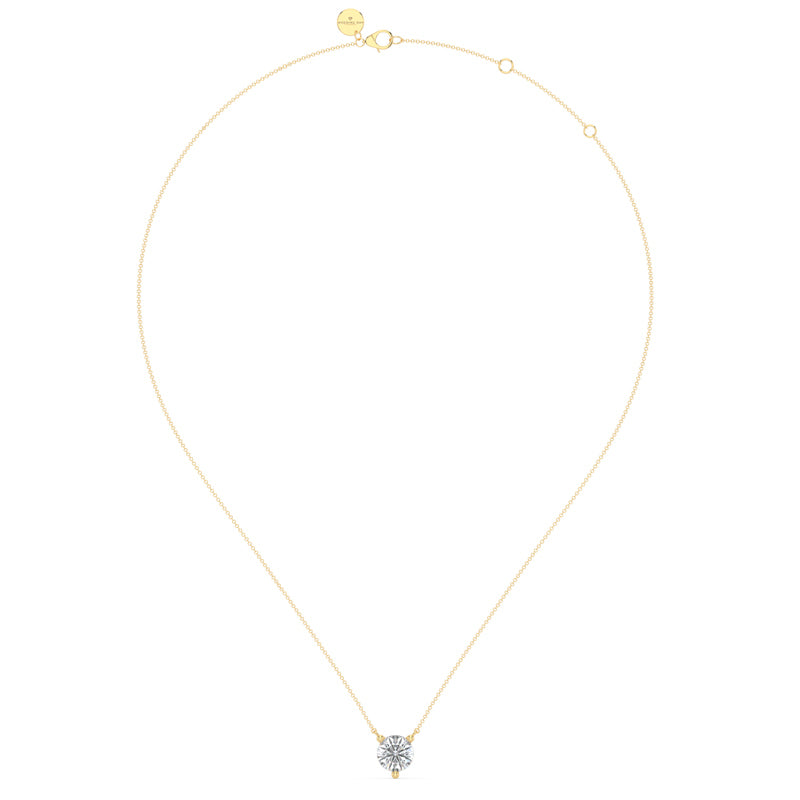 Three Prong Lab Grown Diamond Solitaire Pendant — 14K Yellow Gold / 3/4ctw