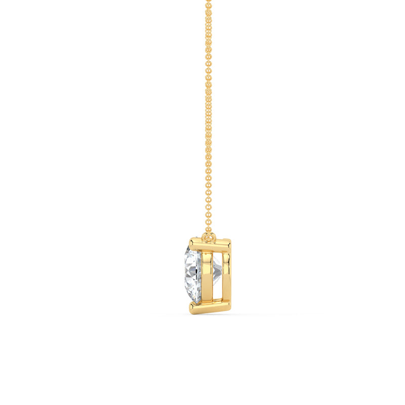 Three Prong Lab Grown Diamond Solitaire Pendant — 14K Yellow Gold / 1ctw