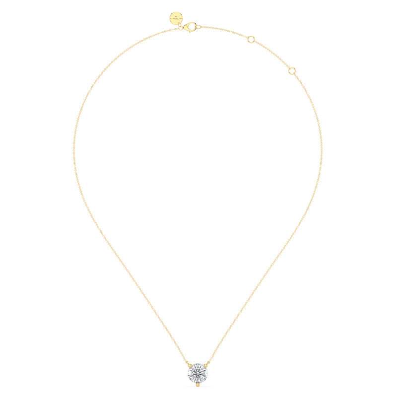 Three Prong Lab Grown Diamond Solitaire Pendant — 14K Yellow Gold / 1ctw