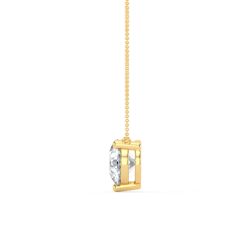 Three Prong Lab Grown Diamond Solitaire Pendant — 14K Yellow Gold / 1-1/2ctw