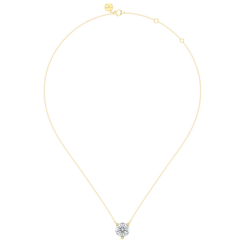 Three Prong Lab Grown Diamond Solitaire Pendant — 14K Yellow Gold / 1-1/2ctw