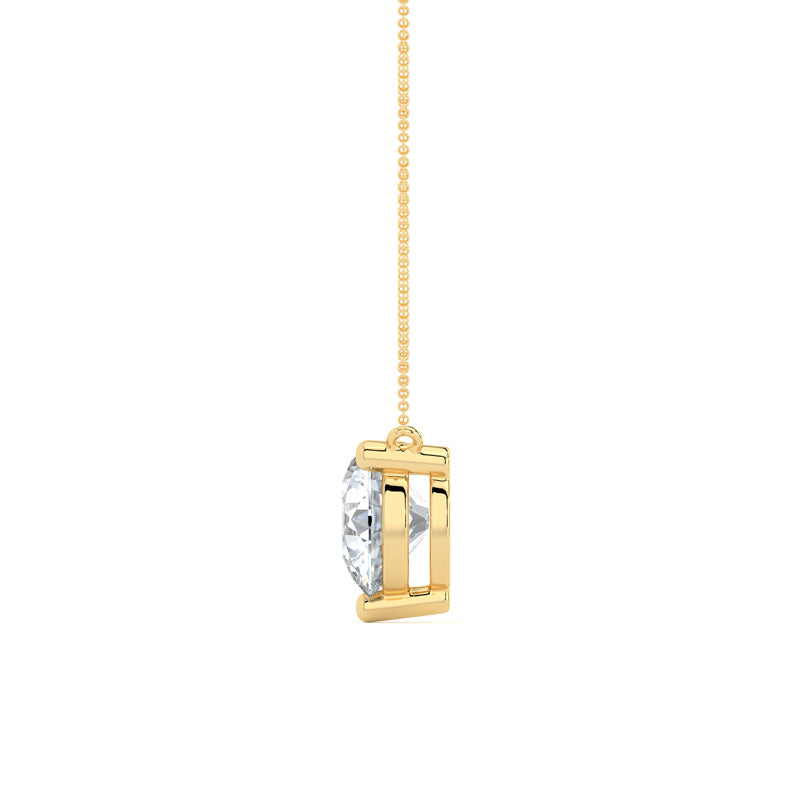 Three Prong Lab Grown Diamond Solitaire Pendant — 14K Yellow Gold / 2-1/2ctw