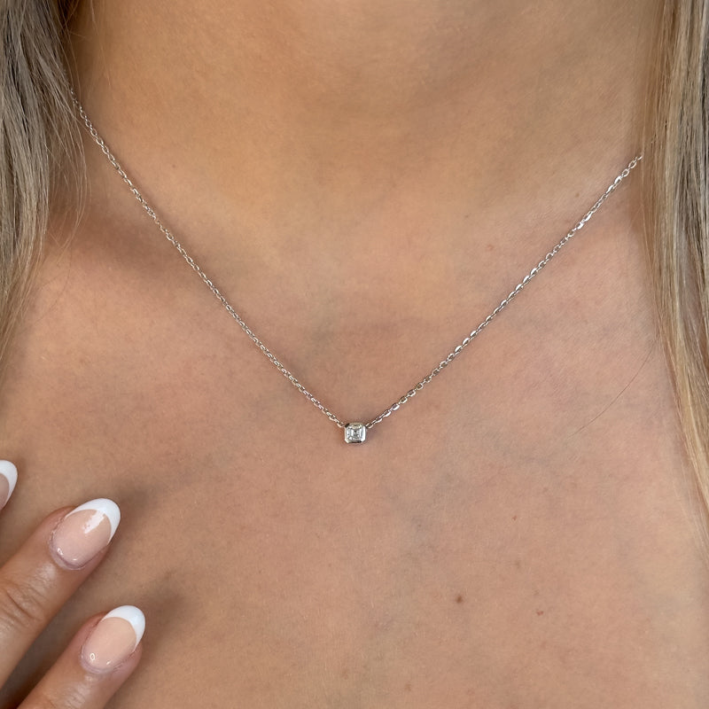 Petite Bezel Lab Grown Diamond Solitaire Pendant