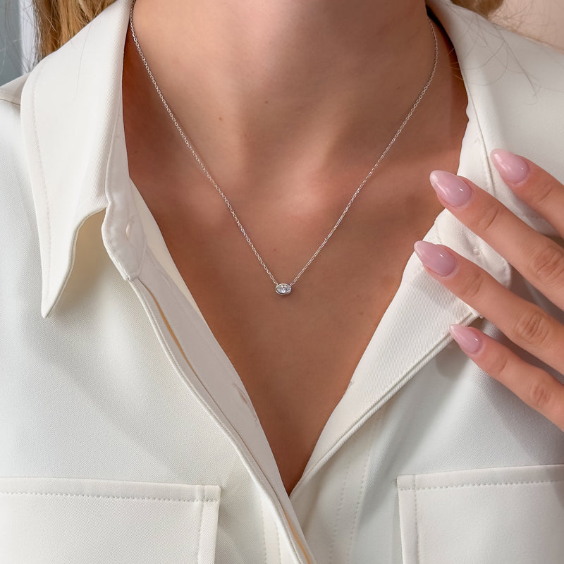 Petite Bezel Lab Grown Diamond Solitaire Pendant