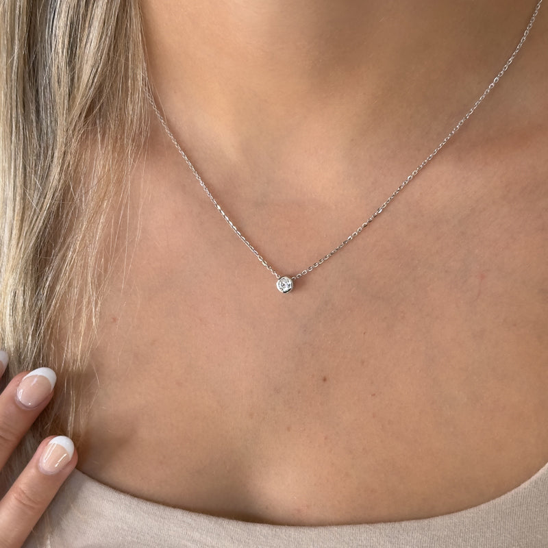 Petite Bezel Lab Grown Diamond Solitaire Pendant