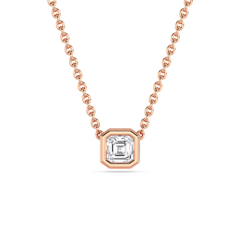 Petite Bezel Pendant — 14K Rose Gold / Asscher / 1/4ctw
