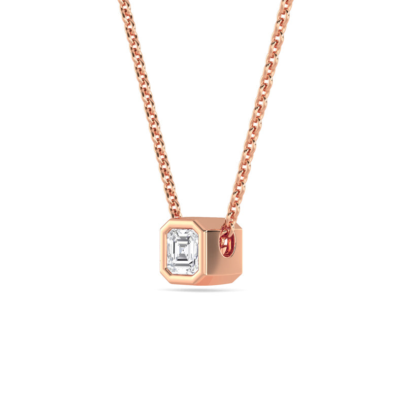 Petite Bezel Pendant — 14K Rose Gold / Asscher / 1/4ctw