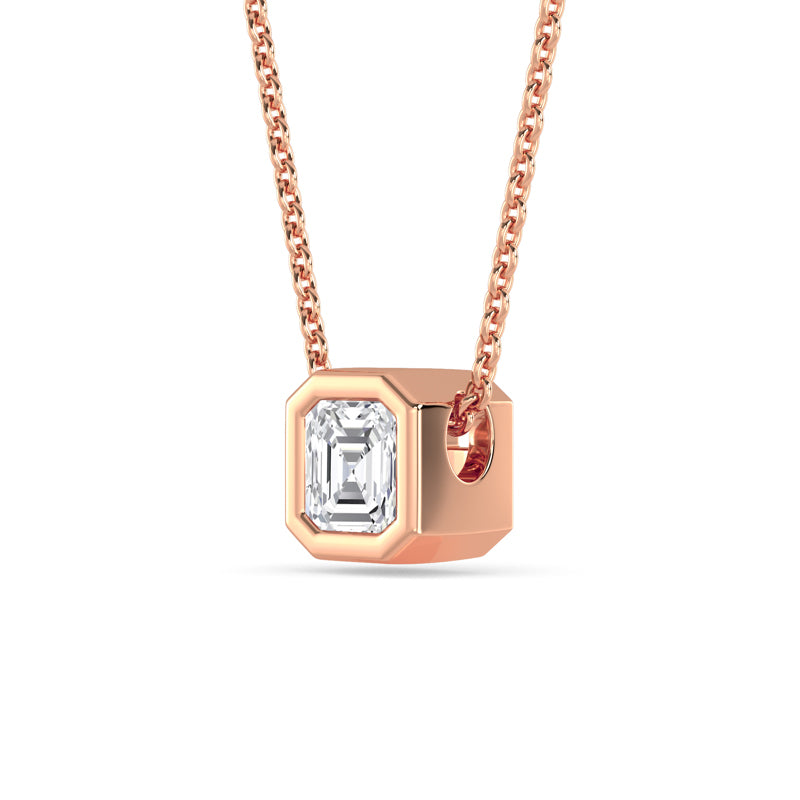 Petite Bezel Pendant — 14K Rose Gold / Asscher / 1/2ctw