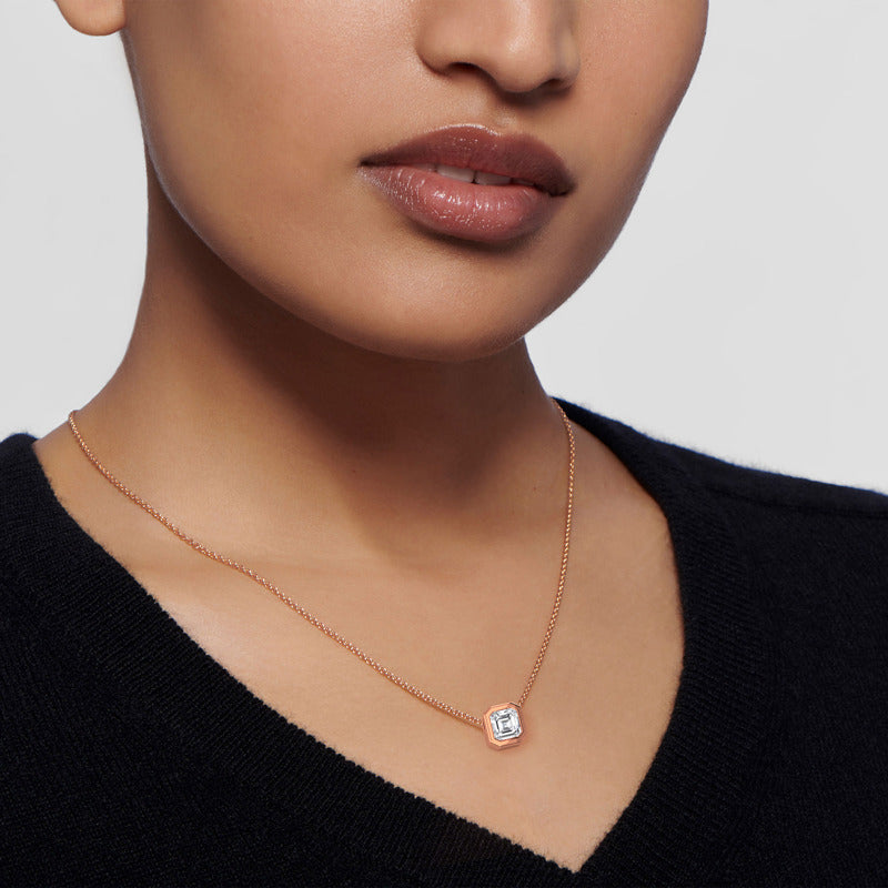 Petite Bezel Pendant — 14K Rose Gold / Asscher / 1/2ctw
