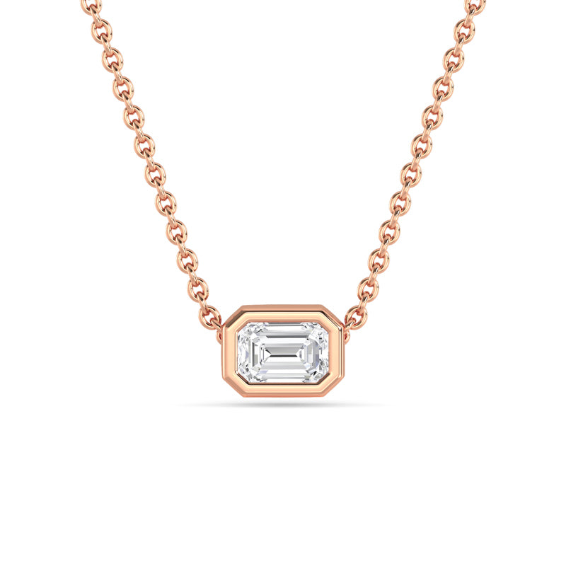 Petite Bezel Pendant — 14K Rose Gold / Emerald / 1/4ctw