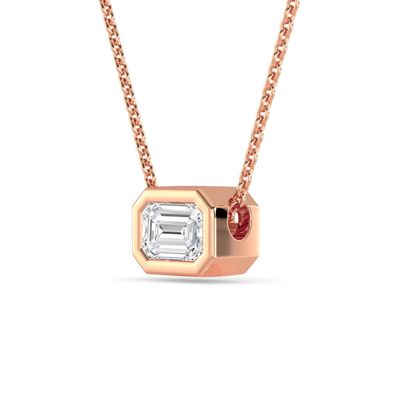 Petite Bezel Pendant — 14K Rose Gold / Emerald / 1/2ctw