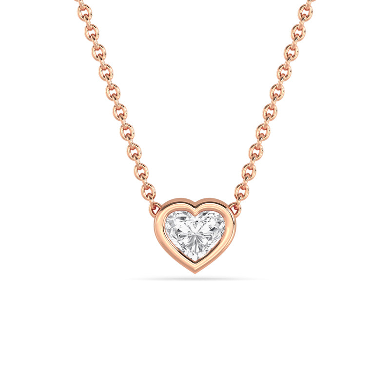 Petite Bezel Pendant — 14K Rose Gold / Heart / 1/4ctw