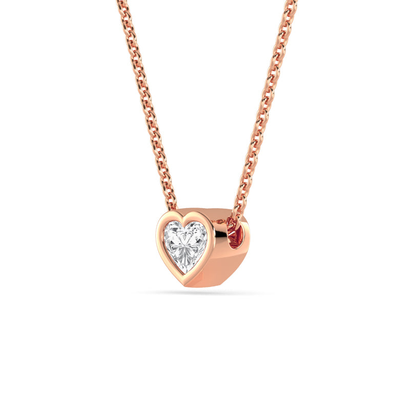 Petite Bezel Pendant — 14K Rose Gold / Heart / 1/4ctw