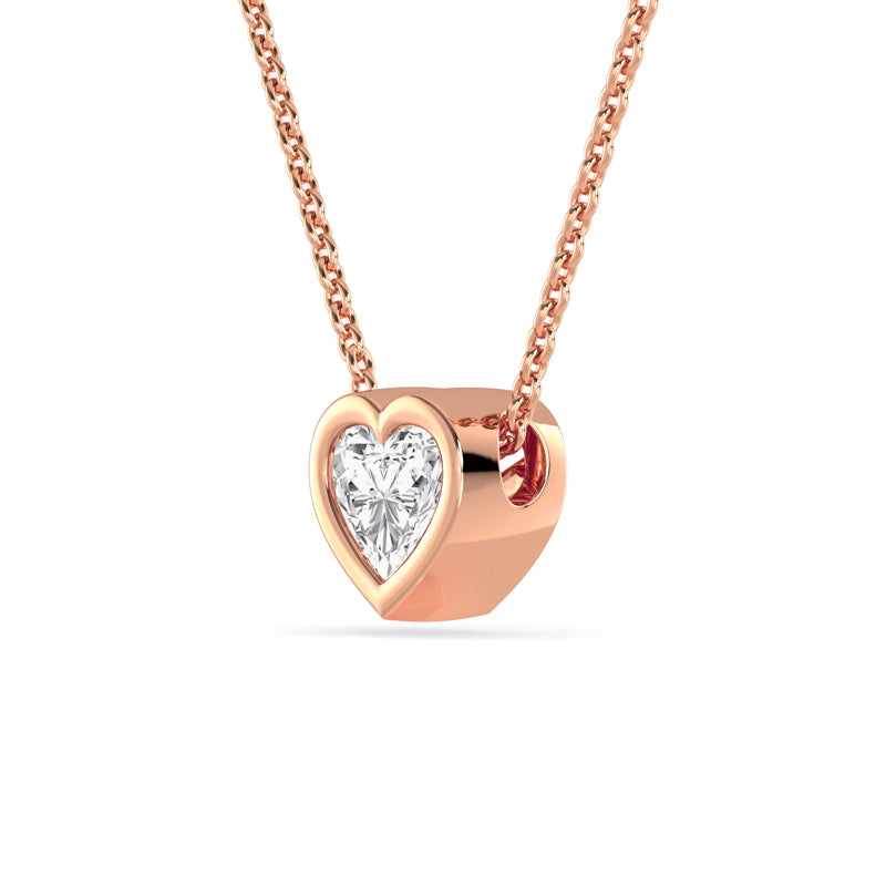 Petite Bezel Pendant — 14K Rose Gold / Heart / 1/2ctw
