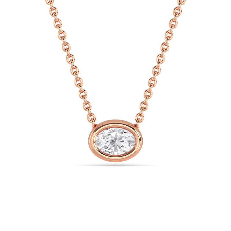 Petite Bezel Pendant — 14K Rose Gold / Oval / 1/4ctw