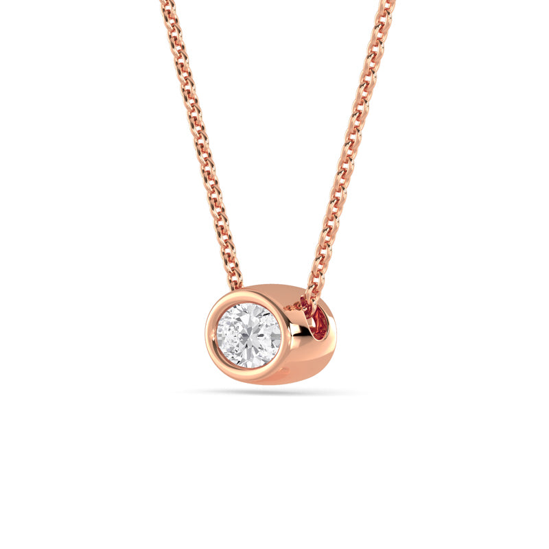 Petite Bezel Pendant — 14K Rose Gold / Oval / 1/4ctw