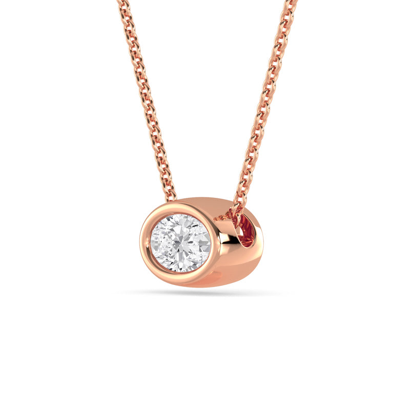 Petite Bezel Pendant — 14K Rose Gold / Oval / 1/2ctw