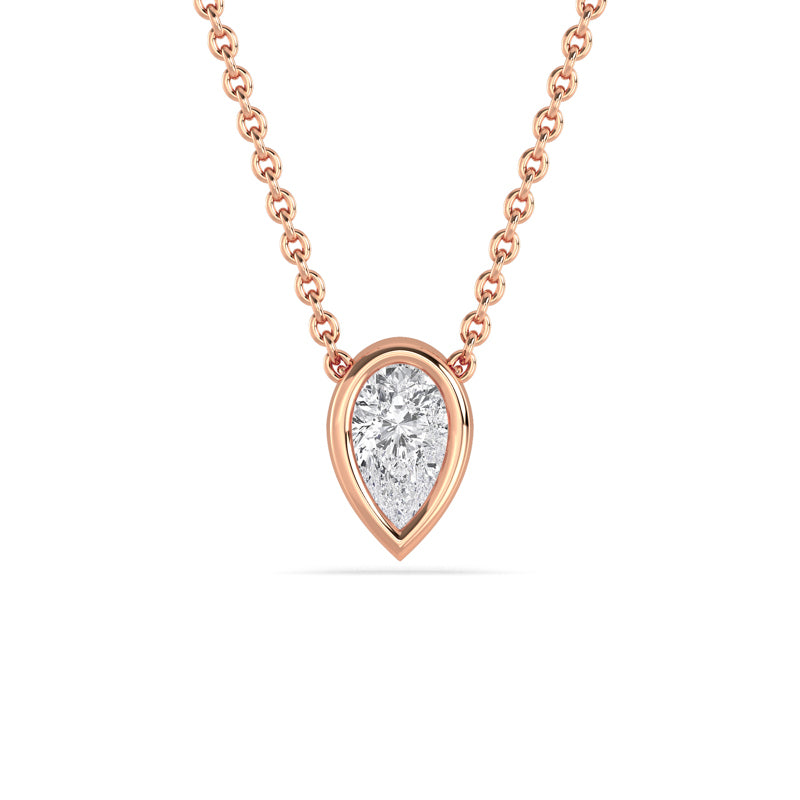 Petite Bezel Pendant — 14K Rose Gold / Pear / 1/4ctw