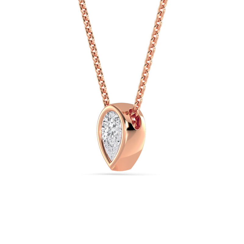 Petite Bezel Pendant — 14K Rose Gold / Pear / 1/4ctw