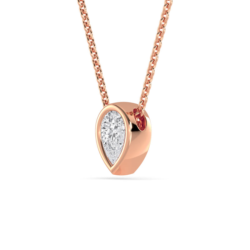 Petite Bezel Pendant — 14K Rose Gold / Pear / 1/2ctw