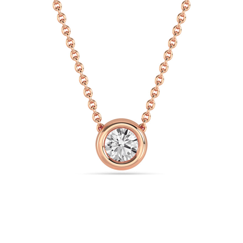 Petite Bezel Pendant — 14K Rose Gold / Round / 1/4ctw