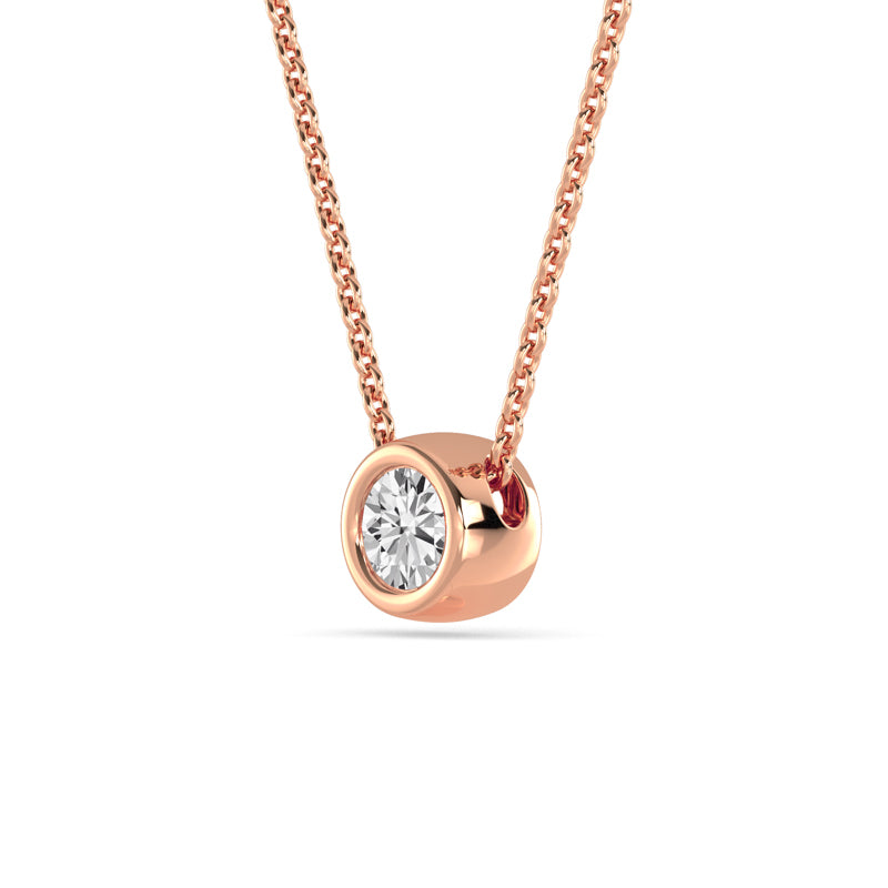 Petite Bezel Pendant — 14K Rose Gold / Round / 1/4ctw