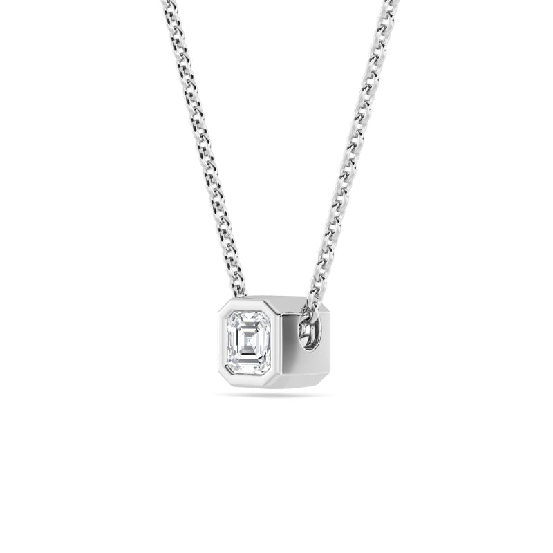 Petite Bezel Pendant — 14K White Gold / Asscher / 1/4ctw