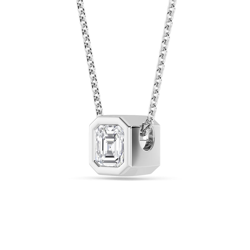 Petite Bezel Pendant — 14K White Gold / Asscher / 1/2ctw