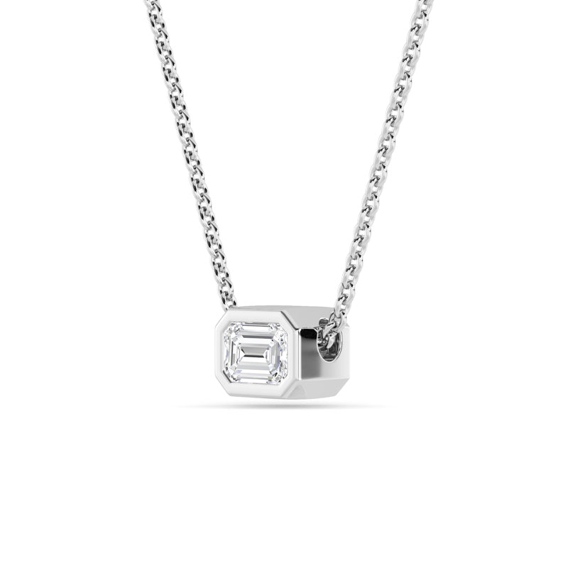 Petite Bezel Pendant — 14K White Gold / Emerald / 1/4ctw