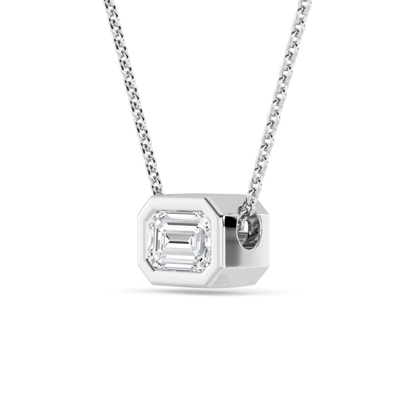 Petite Bezel Pendant — 14K White Gold / Emerald / 1/2ctw