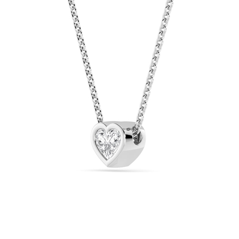Petite Bezel Pendant — 14K White Gold / Heart / 1/4ctw