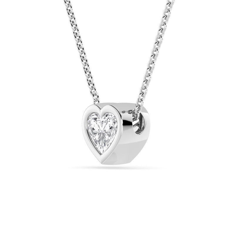 Petite Bezel Pendant — 14K White Gold / Heart / 1/2ctw