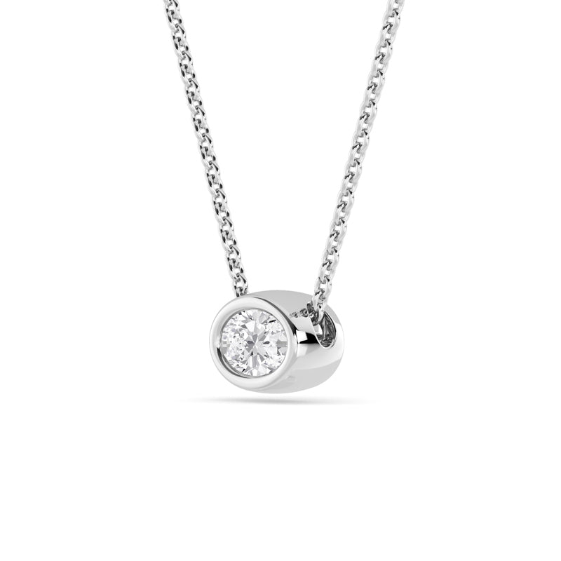 Petite Bezel Pendant — 14K White Gold / Oval / 1/4ctw