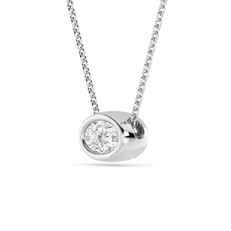 Petite Bezel Pendant — 14K White Gold / Oval / 1/2ctw