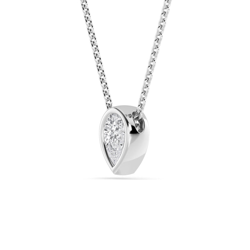 Petite Bezel Pendant — 14K White Gold / Pear / 1/4ctw