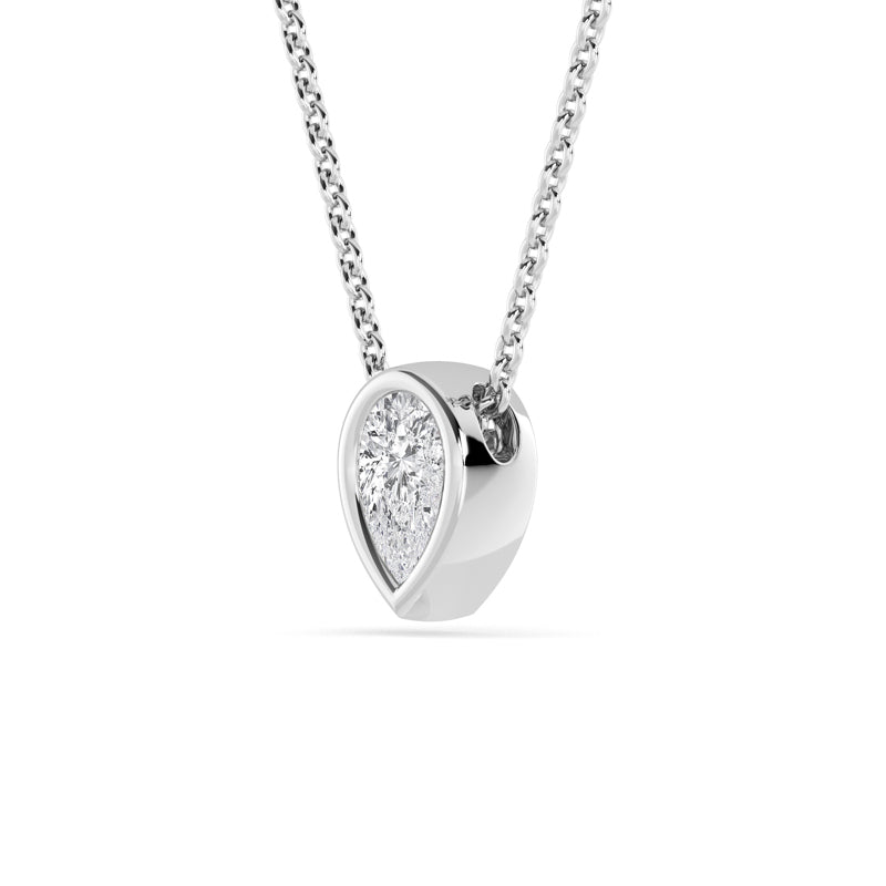 Petite Bezel Pendant — 14K White Gold / Pear / 1/2ctw