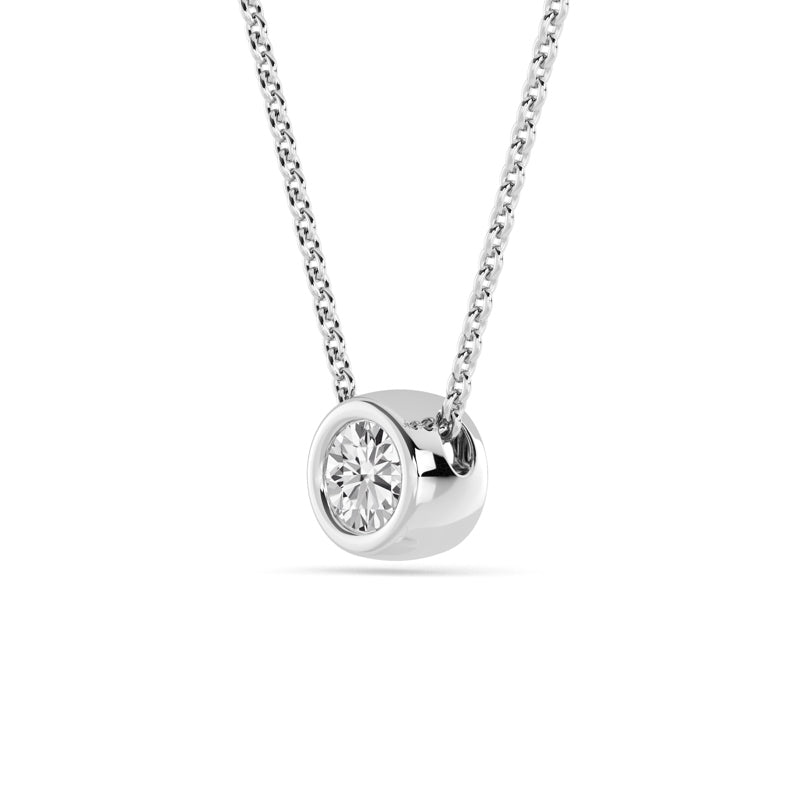 Petite Bezel Pendant — 14K White Gold / Round / 1/4ctw