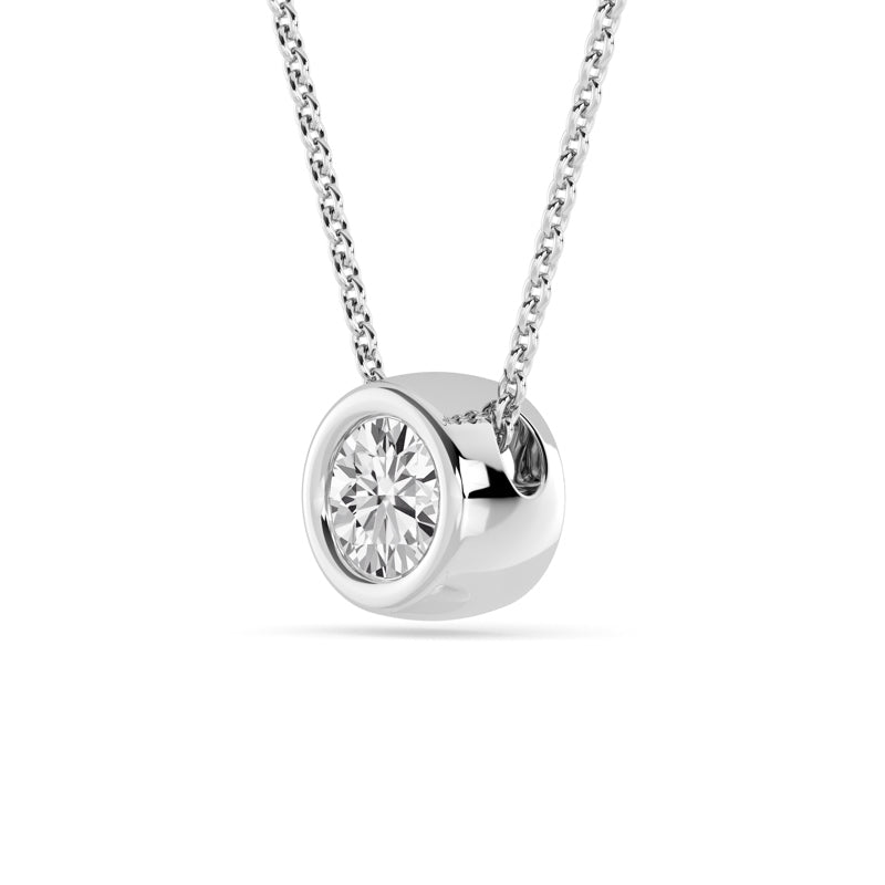 Petite Bezel Pendant — 14K White Gold / Round / 1/2ctw
