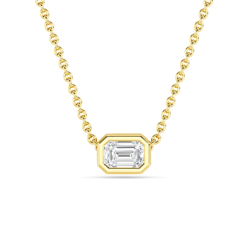Petite Bezel Pendant — 14K Yellow Gold / Emerald / 1/4ctw