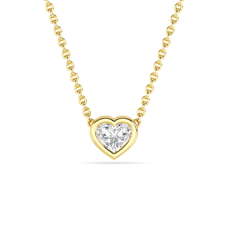 Petite Bezel Pendant — 14K Yellow Gold / Heart / 1/4ctw